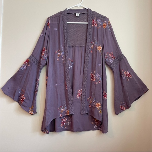 Sundance Anastasia Floral Embroidered Kimono in Dusty Purple Boho Size Small - Picture 3 of 16
